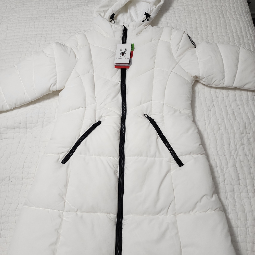 Spyder Women's White Puffer Jacket with Hood